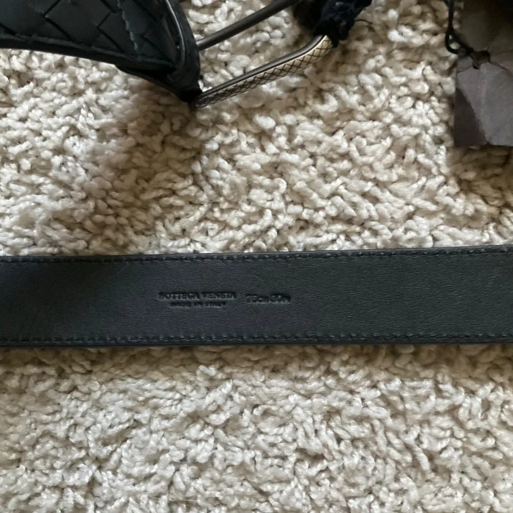 Bottega Veneta Black Leather Belt with Brown Dust Bag